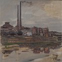 Factory beside  brook 1946 oil on canvas 67x67
